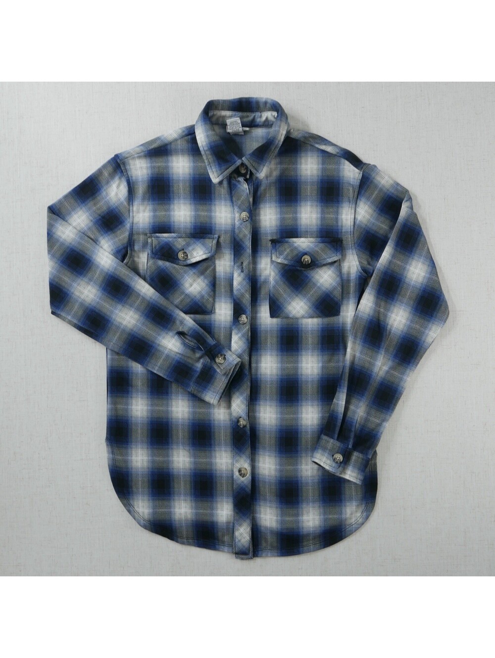 Rue21 Womens XS Teal White Plaid Button Down Shirt Olive Gold Accent Grunge
